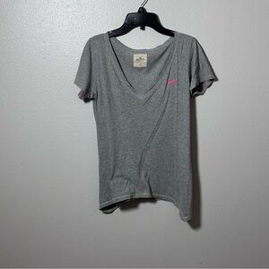 Hollister Women Casual Gray V-Neck‎ shirt size XS